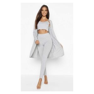 Boohoo: 3 Piece Legging and Robe Lounge Set